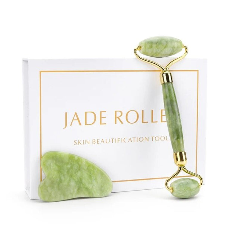 Natural Jade Facial Roller Gua Sha Set Scraping Board Green Jade Stone Eye Massage Face Lift Body Slim Thin Lift Skin Care Tools