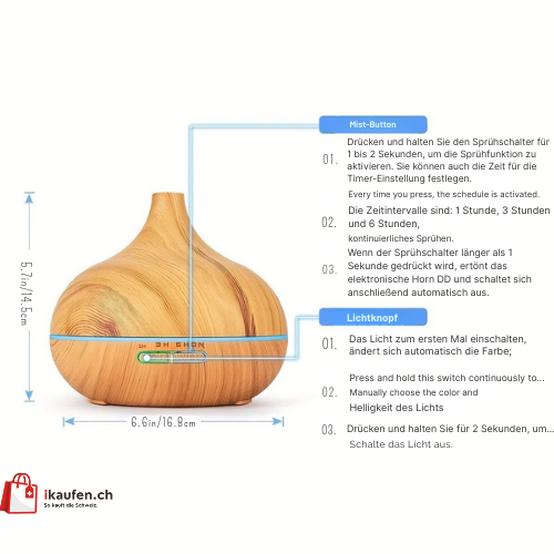 ZARNUO 550ml Tragbarer USB Öl-Diffusor