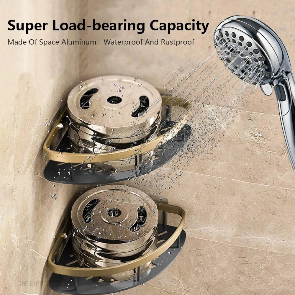 Badezimmerregale ohne Bohren Space Aluminium, Schwarz/Gold