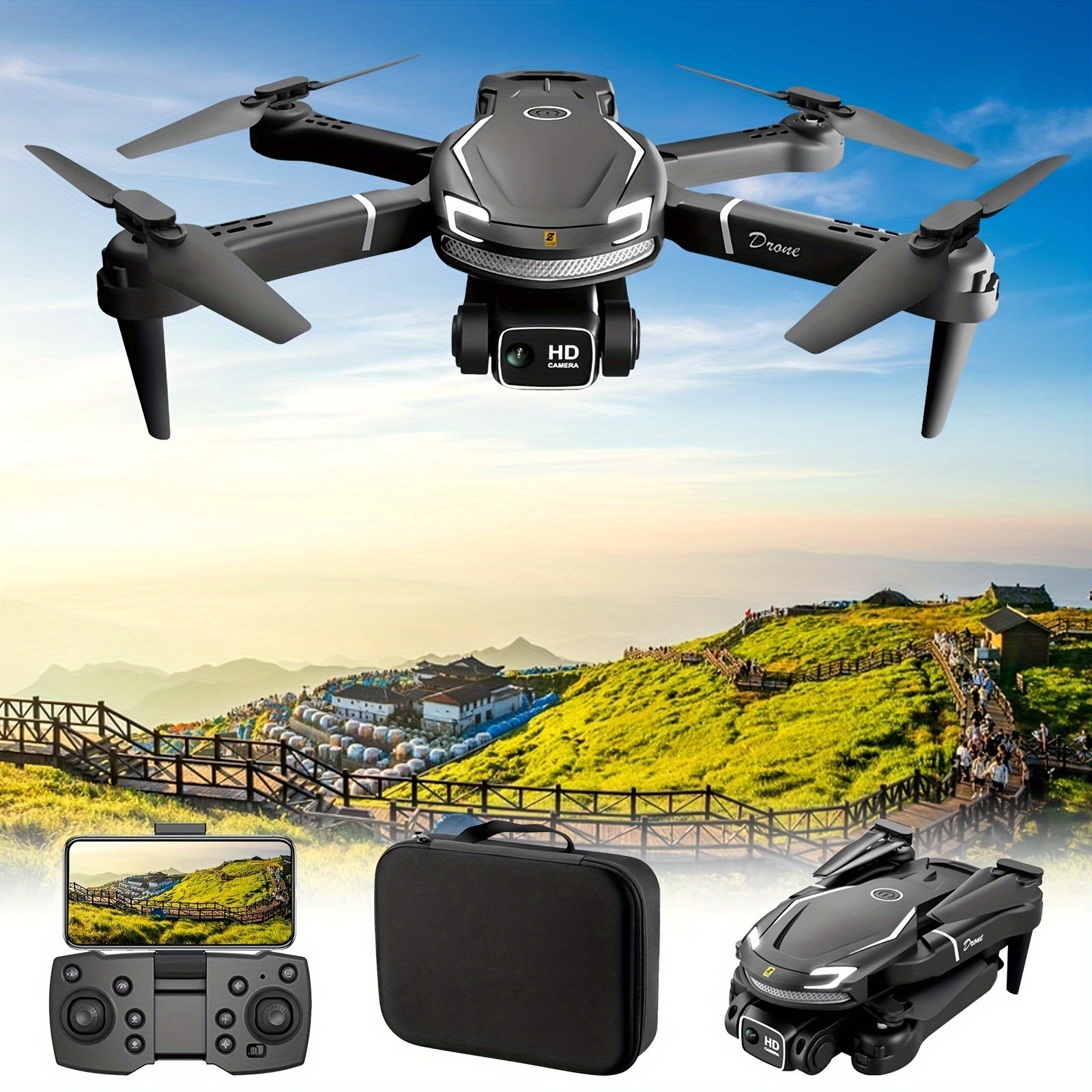 Faltbare Kameradrohne V88 bürstenloser Motor Schwarz